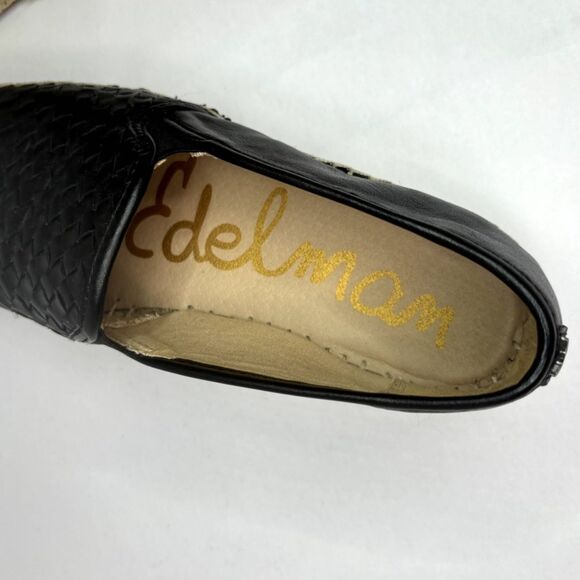 Sam Edelman Catherine Black Leather Platform Espadrille Slip On Shoes Gold - Picture 9 of 10